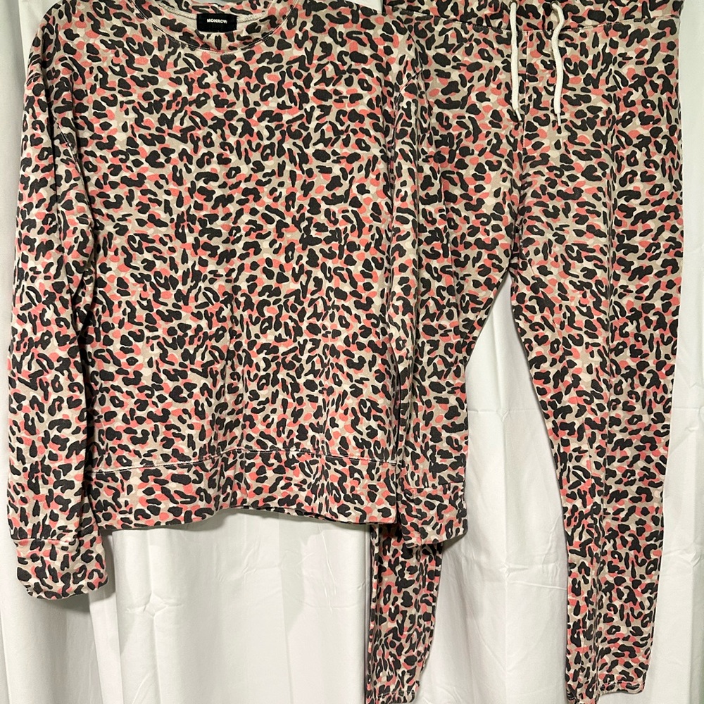 Monrow Animal Print Set in Pink and Black